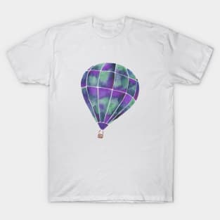 Watercolor Hot Air Balloon - purple, blue, and green T-Shirt